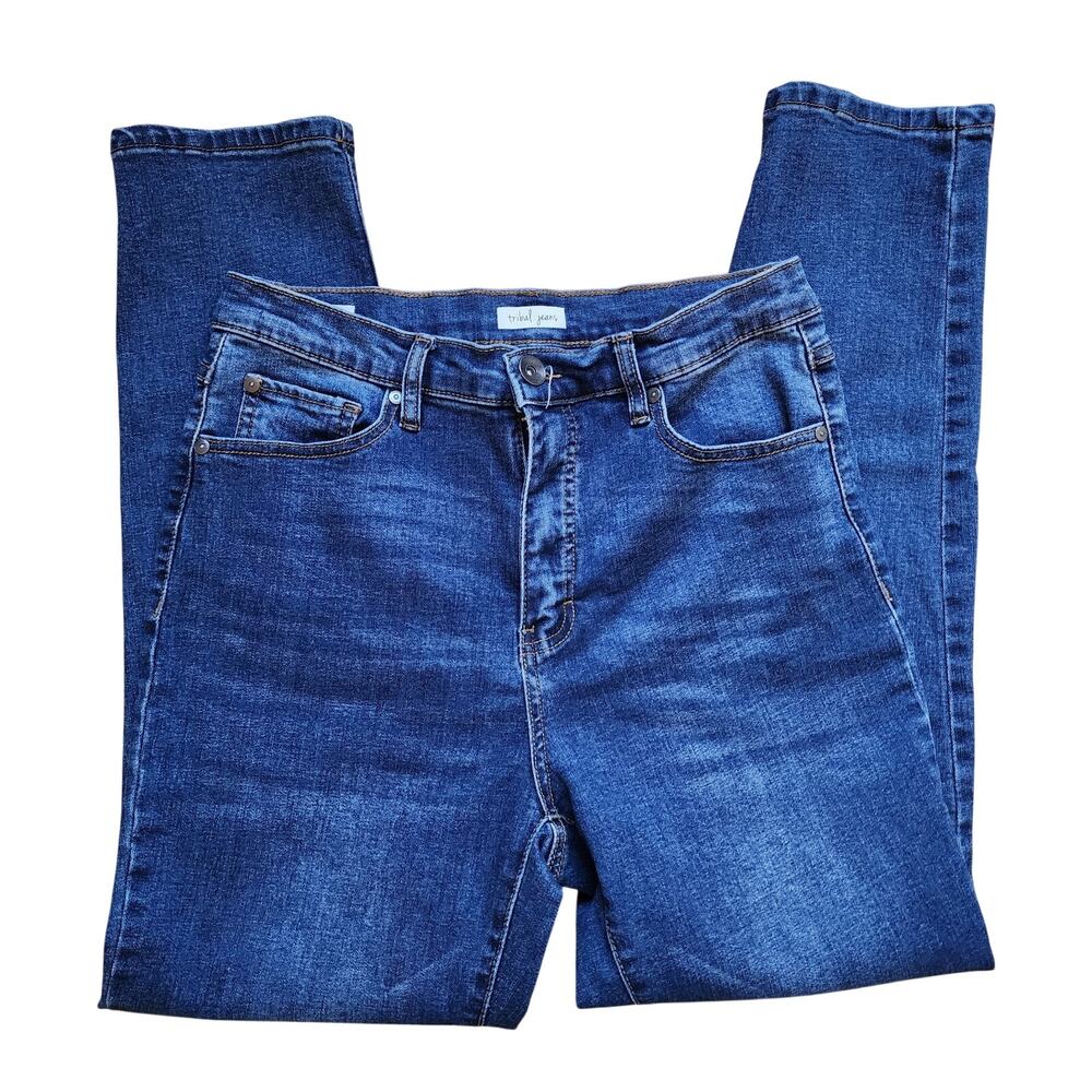 Tribal Jeans Womens Size 8 Slim Fit Blue Denim Skinny Medium Wash High Rise